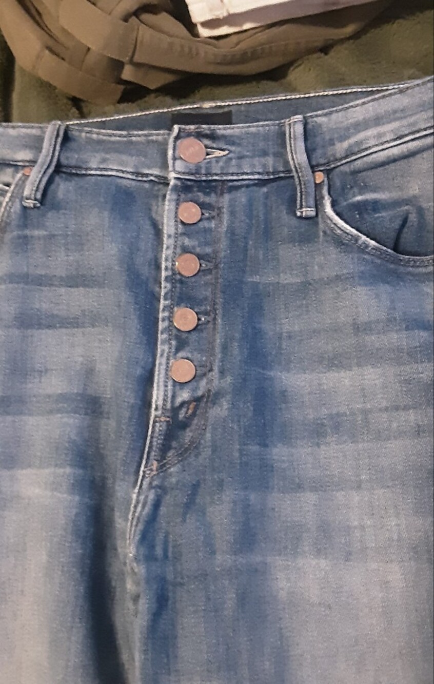 Mother New Lt Blue Jeans, Button Fly, Frayed Edge/ Distressed, Raw Hem 29 - Picture 4 of 10